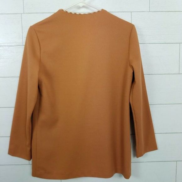 Vintage 1960s Jacket Pants Set Small Brown White - Picture 6 of 8